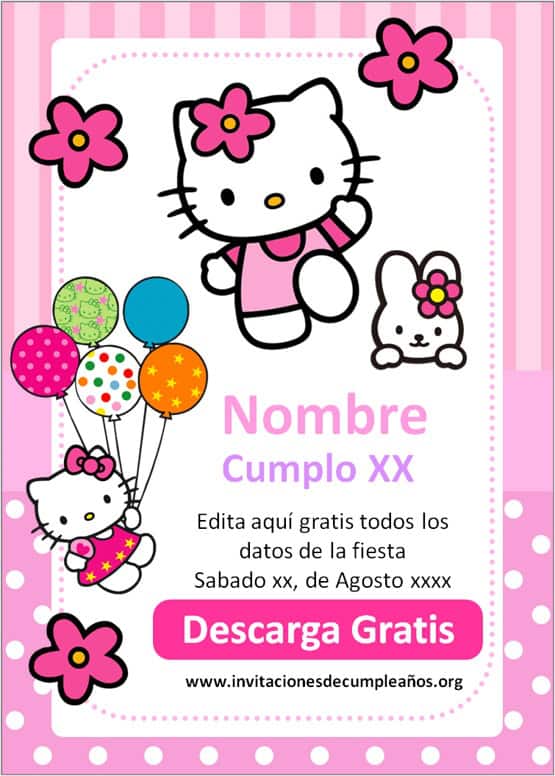 invitaciones para fiesta de cumpleaños de hello kitty para imprimir gratis